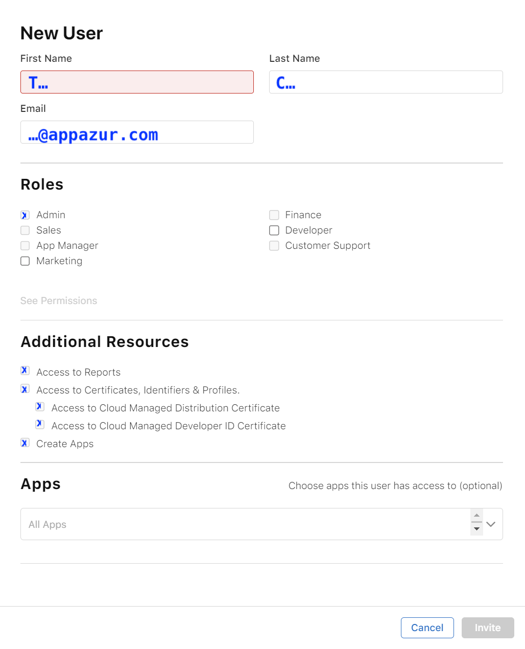 Grant Access to Appazur